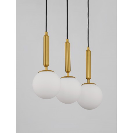 Brass Gold Metal Opal Glass LED E27 3x12 Watt 230 Volt IP20 Bulb Excluded L: 60 W: 15 H: 155 cm Adjustable height 