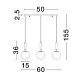 Brass Gold Metal Opal Glass LED E27 3x12 Watt 230 Volt IP20 Bulb Excluded L: 60 W: 15 H: 155 cm Adjustable height 