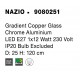 Gradient Copper Glass Chrome Aluminium LED E27 1x12 Watt 230 Volt IP20 Bulb Excluded D: 25 H1: 26.5 H2: 120 cm Adjustable heigh