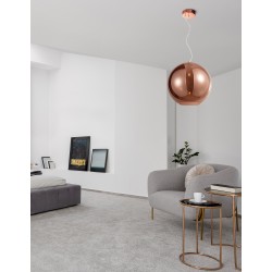 Gradient Copper Glass Chrome Aluminium LED E27 1x12 Watt 230 Volt IP20 Bulb Excluded D: 35 H1: 37 H2: 120 cm Adjustable height 