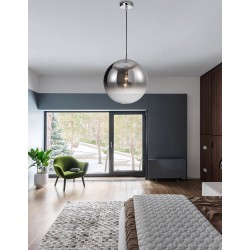 Gradient Smoke Glass Chrome Aluminium LED E27 1x12 Watt 230 Volt IP20 Bulb Excluded D: 40 H1: 43 H2: 120 cm Adjustable height 