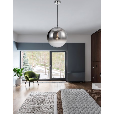 Gradient Smoke Glass Chrome Aluminium LED E27 1x12 Watt 230 Volt IP20 Bulb Excluded D: 40 H1: 43 H2: 120 cm Adjustable height 