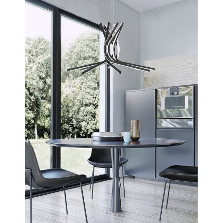 Triac Dimmable Sandy Black Aluminium & Acrylic LED 60 Watt 230 Volt 1847Lm 3000K IP20 D: 80 H: 150 cm Adjustable Height 