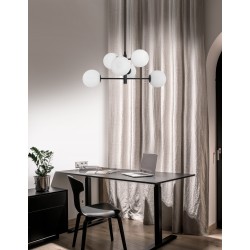 White Frosted Glass Black Metal LED E14 6x5 Watt 230 Volt IP20 Bulb Excluded D: 70 H1: 31 H2: 120 cm Two Options Of Height 90 -