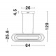Triac Dimmable Gold Aluminium & Acrylic LED 56 Watt 230 Volt 4441Lm 3000K IP20 L: 64 W: 44 H1: 25.8 H2: 120 cm Adjustable Heigh
