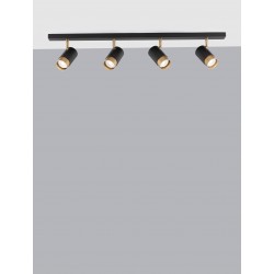 Sandy Black & Gold Aluminium LED GU10 4x10 Watt 220-240 Volt IP20 Bulb Excluded L: 80 W: 6 H: 14 cm Rotating & Adjustable 