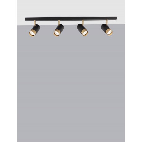 Sandy Black & Gold Aluminium LED GU10 4x10 Watt 220-240 Volt IP20 Bulb Excluded L: 80 W: 6 H: 14 cm Rotating & Adjustable 
