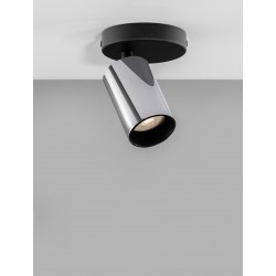 Black base & Chrome Aluminium LED GU10 1x10 Watt IP20 230 Volt Bulb Excluded 5.7 D: 5.7 H: 12.7 cm 