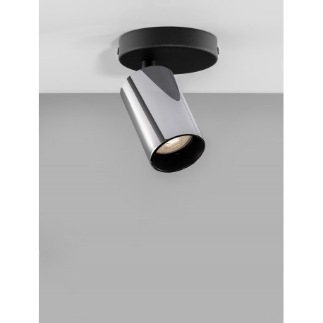 Black base & Chrome Aluminium LED GU10 1x10 Watt IP20 230 Volt Bulb Excluded 5.7 D: 5.7 H: 12.7 cm 