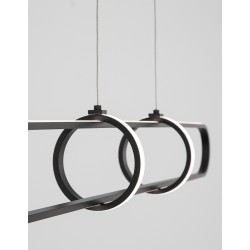 Triac Dimmable Matt Black Aluminium & Acrylic LED 29 Watt 230 Volt 2449Lm 3000K IP20 L: 90 H1: 13 H2: 120 cm Adjustable Height 