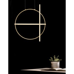 Triac Dimmable Gold Aluminium & Acrylic LED 53 Watt 230 Volt 4236Lm 3000K IP20 D: 52 W: 16 H1: 61 H2: 120 cm Adjustable Height 