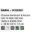 Chrome Aluminium & Acrylic LED 15 Watt 230 Volt 1539Lm 3000K IP44 L: 38 W: 9.8 H: 7.5 cm 