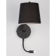 Black Aluminium Black Fabric Shade Switch On/Off LED E27 1x12 Watt LED 1x3 Watt 190Lm 230 Volt 3500K Bulb Excluded IP20 D: 