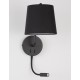 Black Aluminium Black Fabric Shade Switch On/Off LED E27 1x12 Watt LED 1x3 Watt 190Lm 230 Volt 3500K Bulb Excluded IP20 D: 