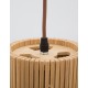Natural Wood Brown Fabric Cable Solid Wood Canopy LED E27 1x12 Watt 230 Volt IP20 Bulb Excluded D: 38 H1: 55 H2: 245 cm Adjustab