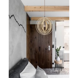 Natural Wood Brown Fabric Cable LED E27 1x12 Watt 230 Volt IP20 Bulb Excluded D: 43 H: 130 cm Adjustable Height Adjustable 
