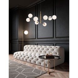 Satin Gold & Black Metal White Opal Glass LED G9 8x5 Watt 220 Volt IP20 Bulb Excluded L: 120 W: 103 H1: 45 H2: 145 cm Adjustable
