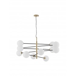Satin Gold & Black Metal White Opal Glass LED G9 12x5 Watt 220 Volt IP20 Bulb Excluded L: 150 H: 200 cm Adjustable height 