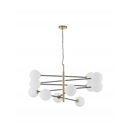Satin Gold & Black Metal White Opal Glass LED G9 12x5 Watt 220 Volt IP20 Bulb Excluded L: 150 H: 200 cm Adjustable height 