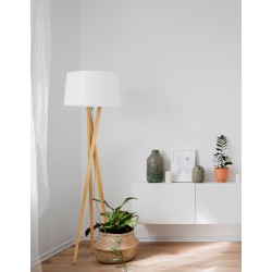 Ivory Fabric Shade Brown Fabric Wire Natural Wood LED E27 1x12 Watt 230 Volt IP20 Bulb Excluded Cable Length: 180 cm D: 50 H 1: 