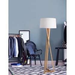 Ivory Fabric Shade Brown Fabric Wire Natural Wood LED E27 1x12 Watt 230 Volt IP20 Bulb Excluded Cable Length: 200 cm D: 50 H 1: 