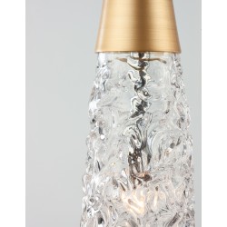 Brass Gold Metal & Clear Structured Glass LED G9 1x5 Watt 230 Volt IP20 Bulb Excluded D: 8 H1: 29 H2: 180 cm Adjustable Height 