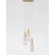 Brass Gold Metal & Clear Structured Glass LED G9 3x5 Watt 230 Volt IP20 Bulb Excluded D: 25 H: 180 cm Adjustable Height 
