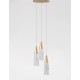 Brass Gold Metal & Clear Structured Glass LED G9 3x5 Watt 230 Volt IP20 Bulb Excluded D: 25 H: 180 cm Adjustable Height 