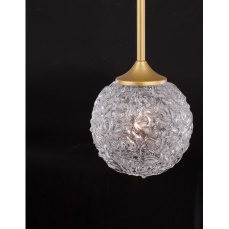 Clear Structured Glass & Brass Gold Steel LED G9 1x5 Watt 230 Volt IP20 Bulb Excluded D: 15 H1: 35.5 H2: 180 cm Adjustable Hei