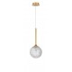Clear Structured Glass & Brass Gold Steel LED G9 1x5 Watt 230 Volt IP20 Bulb Excluded D: 15 H1: 35.5 H2: 180 cm Adjustable Hei