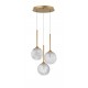 Clear Structured Glass & Brass Gold Steel LED G9 3x5 Watt 230 Volt IP20 Bulb Excluded D: 32 H: 180 cm Adjustable Height 