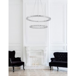 Chrome Aluminium K9 Crystal LED 60 Watt 230 Volt 3600Lm 3500K IP20 D: 70 H: 120 cm Adjustable Height & Rotating 