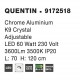 Chrome Aluminium K9 Crystal LED 60 Watt 230 Volt 3600Lm 3500K IP20 D: 70 H: 120 cm Adjustable Height & Rotating 
