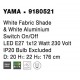 White Fabric Shade & White Aluminium Switch On/Off LED E27 1x12 Watt 230 Volt IP20 Bulb Excluded Cable Length: 192 cm D: 20 H1: 