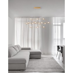 Triac Dimmable Gold Metal & Acrylic LED 39 Watt 230 Volt 2096Lm 3000K IP20 Included Remote Control L: 110 W: 34.5 H: 120 cm Ad