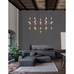 Triac Dimmable Gold Metal & Acrylic LED 84 Watt 230 Volt 3805Lm 3000K IP20 Included Remote Control L: 106 W: 58.5 H: 150 cm Ad