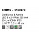 Gold Metal & Acrylic LED 9 Watt 230 Volt 605Lm 3000K IP20 L: 31 W: 3.5 H: 40 cm 
