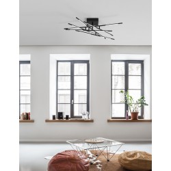 Triac Dimmable Black Metal & Acrylic LED 59 Watt 230 Volt 4195Lm 3000K IP20 L: 94.5 W: 94.5 H: 21 cm Rotating & Adjustable 