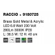 Brass Gold Metal & Acrylic LED 5 Watt 230 Volt 377Lm 3000K IP20 L: 36.5 W: 12 H: 40 cm Rotating & Adjustable 