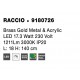 Brass Gold Metal & Acrylic LED 21 Watt 230 Volt 1557Lm 3000K IP20 L: 18 H: 140 cm Rotating & Adjustable 