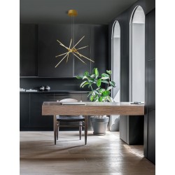 Triac Dimmable Brass Gold Metal & Acrylic LED 68 Watt 230 Volt 5397Lm 3000K IP20 Included Remote Control D: 85 H1: 31 H2: 120 c