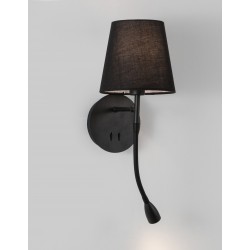 Black Metal Black Fabric Shade Switch On/Off LED 3 Watt 3000K 180Lm LED E14 1x5 Watt 230 Volt IP20 Bulb Excluded L:19 W: 16 H: 