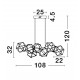 Titanium Black Copper LED 34 Watt 230 Volt 2711Lm 3000K IP20 Led Chip: 84 Pcs L: 108 W: 32 H: 120 cm Adjustable Height 