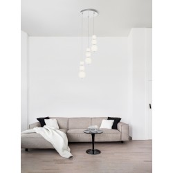 Triac Dimmable Chrome Metal & Opal Glass LED 23 Watt 230 Volt 2281Lm 3000K IP20 D: 31 H: 150 cm Adjustable Height 