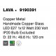 Copper Metal Handmade Copper Glass LED E27 1x12 Watt 230 Volt IP20 Bulb Excluded D: 22 H1: 49.6 H2: 120 cm Adjustable height 