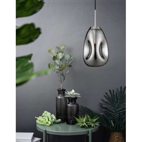 Chrome Metal Handmade Chrome Glass LED E27 1x12 Watt 230 Volt IP20 Bulb Excluded D: 22 H1: 49.6 H2: 120 cm Adjustable height 