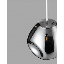 Chrome Metal Handmade Chrome Glass LED E27 1x12 Watt 230 Volt IP20 Bulb Excluded D: 25 H1: 38.5 H2: 120 cm Adjustable height 