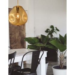 Gold Metal Handmade Gold Glass LED E27 1x12 Watt 230 Volt IP20 Bulb Excluded D: 25 H1: 38.5 H2: 120 cm Adjustable height 