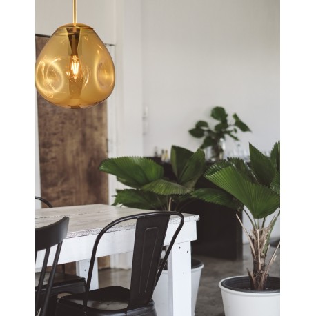 Gold Metal Handmade Gold Glass LED E27 1x12 Watt 230 Volt IP20 Bulb Excluded D: 25 H1: 38.5 H2: 120 cm Adjustable height 
