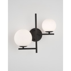 White Frosted Glass Black Metal LED G9 2x5 Watt 230 Volt IP20 Bulb Excluded L: 35 W: 19 H: 33 cm 